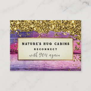 *~* AP49 Rustic QR Weasted Wood Glitter Visitkort