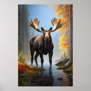 *~* AP49 Strong MOOSE Stream Nature Forest Poster