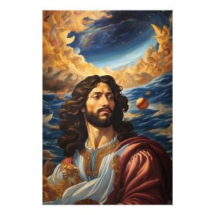 *~* AP50 Fantasy Univers Jesus Flower Måne Fototryck