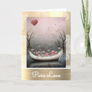 *~* AP51 17 Romantic Canoe Boat Hearts Valentine Helgkort