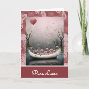 *~* AP51 17 Romantic House Boat Hearts Valentine Helgkort