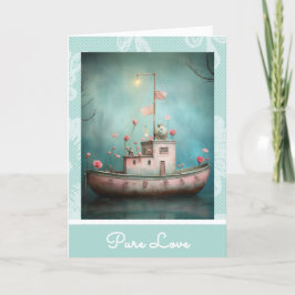 *~* AP51 19 Kärlek Boat Hearts Romantic Valentine Helgkort