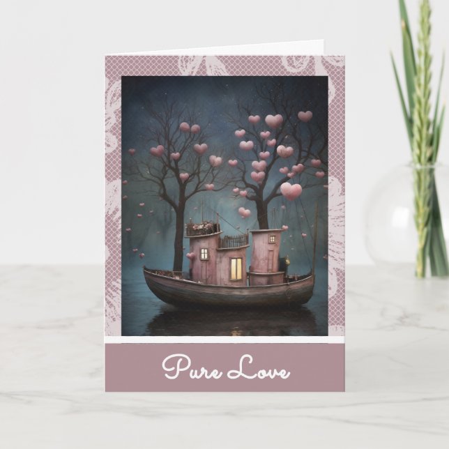 *~* AP51 20 Kärlek Boat Hearts Romantic Valentine Helgkort (Framsida)