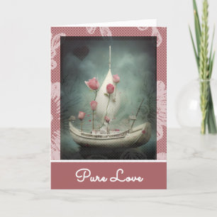 *~* AP51 22 Romantic Canoe Boat Hearts Valentine Helgkort