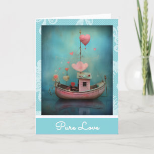 *~* AP51 32 Kärlek Boat Hearts Romantic Valentine Helgkort