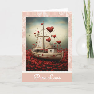 *~* AP51 Kärlek Boat 16 Hearts Romantic Valentine Helgkort