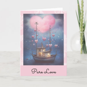 *~* AP51 Romantic Boat Hearts Valentine Serene 29 Helgkort