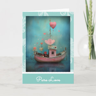*~* AP51 Romantic Boat Hearts Valentine Serene 32 Helgkort