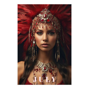 *~ AP53 Boho JULY RUBY Goddess BIRTHDAY Fototryck