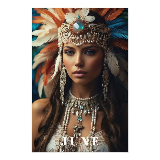 *~ AP53 JUNE BIRTHDAY PEARLS Boho Woman Fototryck (Framsidan)