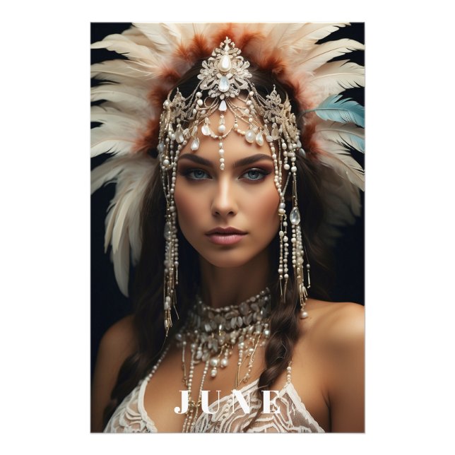 *~ AP53 JUNE Boho BIRTHDAY PEARLS Woman Fototryck (Framsidan)