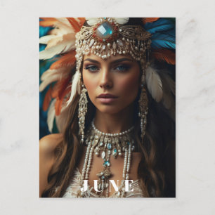 *~ AP53 JUNI FÖDELSEDAGS PÄRLOR Boho Kvinna Vykort