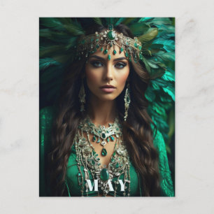 *~ AP53 MAJ Gudinnan födelsedag Emerald Boho Vykort