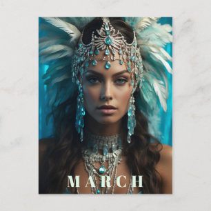 *~* Ap53 MARCH Boho AQUAMARINE Headdress Vykort