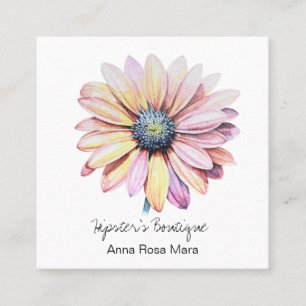 *~* AP57 Boho QR Fold Retro 60:s Flower-DAISY Fyrkantigt Visitkort
