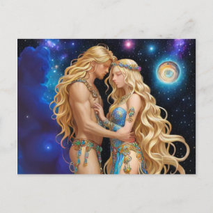 *~* AP58 Cosmic Women Fantasy Romantic Galaxy Helg Vykort