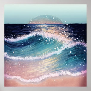 *~* AP60 Sea Glitter, Sand Beach Wave Poster