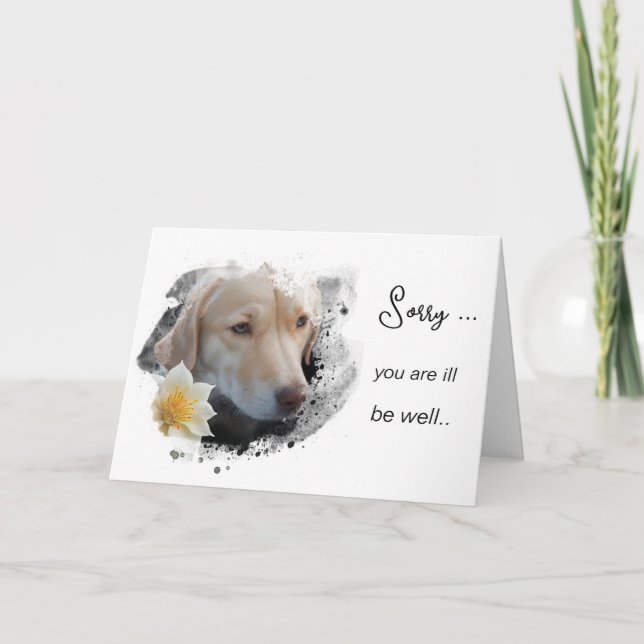 *~* AP61 Blomma Sjuk Tillfriskna Guld Hund Kort (Framsida)