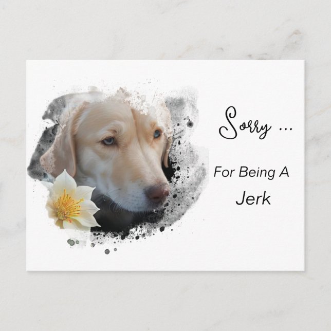 *~* AP61 Sorglig Lab Retriever Blomma ledsen nörd Vykort (Framsida)