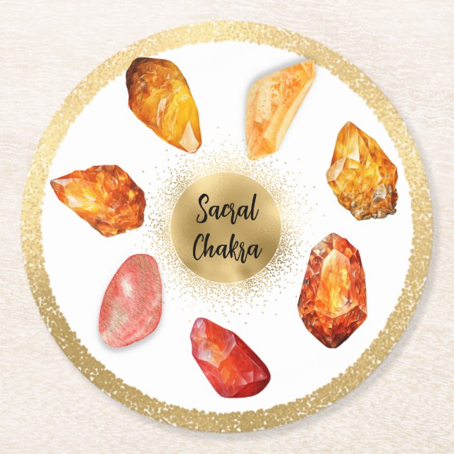 *~* AP64 Emoto Vatten Sacral Chakra Papper Underlä Underlägg Papper Rund (Framsidan)