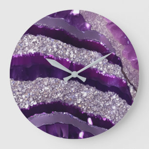*~* AP66 Glam QR Lavende Lila Silver Glitter Stor Klocka