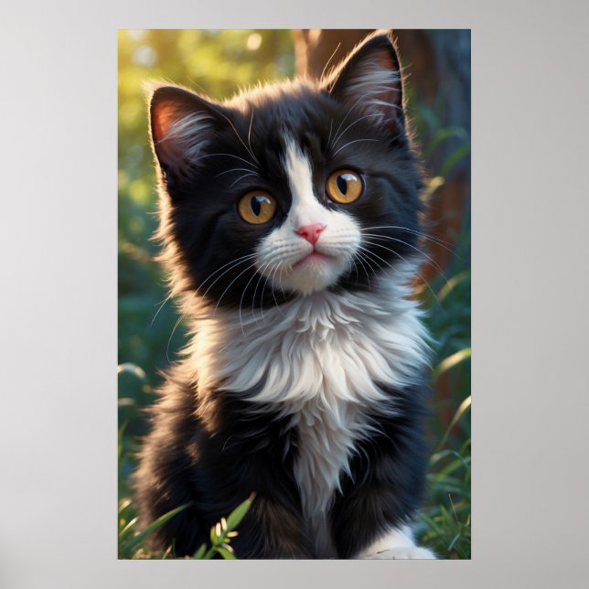 *~* AP68 2:3 Katt Kattdjur Kitten Kattunge Black S Poster (Framsidan)