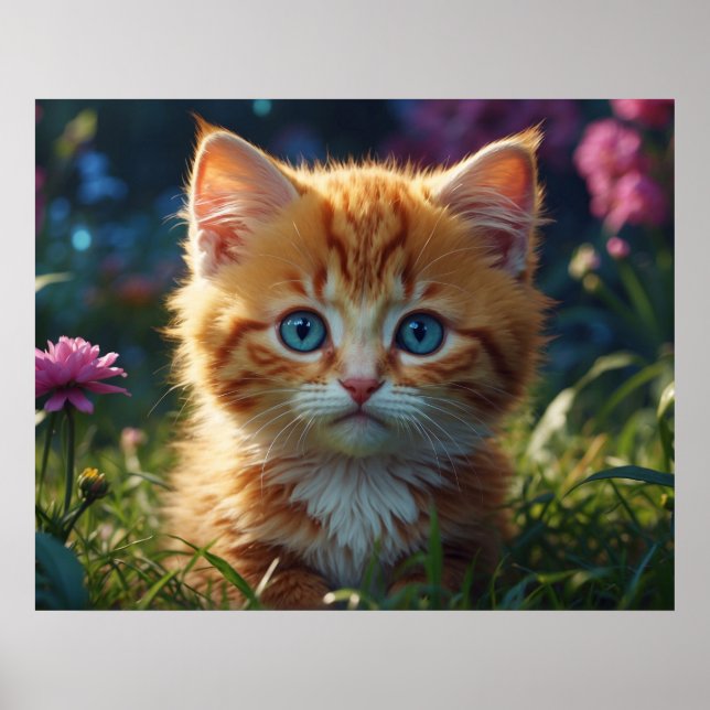 *~* AP68 5:4 Kattdjur Kattunge Kitten Fluffy Natur Poster (Framsidan)