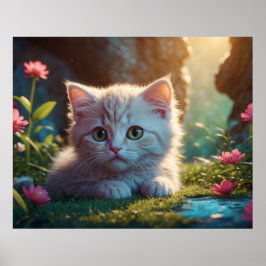 *~* AP68 5:4 Kattdjur Tan Kattunge Kitten Fluffy Poster