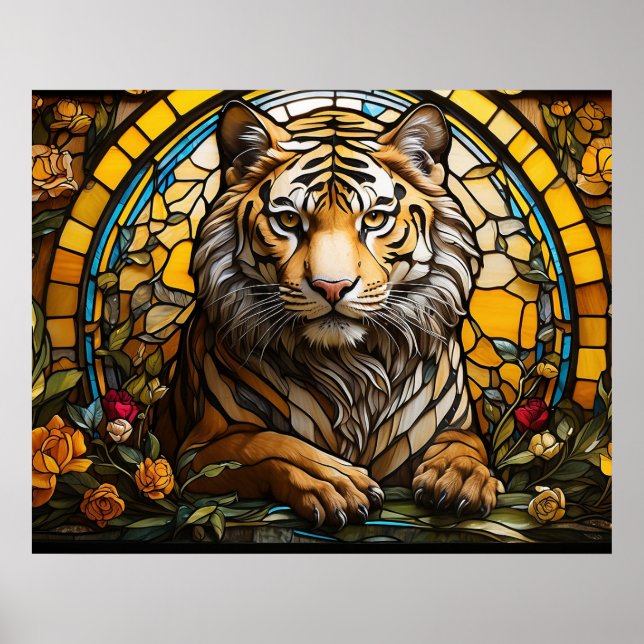 *~* AP68 Fantasy TIGER lagrad glasfärg 5:4 Poster (Framsidan)
