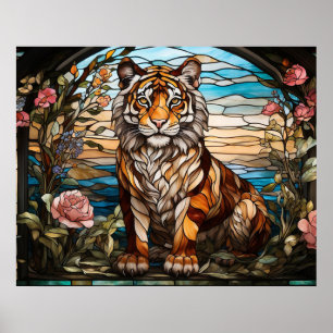 *~* AP68 Fantasy TIGER lagrad Glass Bright 5:4 Poster