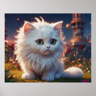 *~* AP68 Kattunge 5:4 Kitten White Long Hair Poster