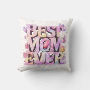 *~ AP72 Mor Day BEST MAMMA EVER Hearts-Blommigt Kudde