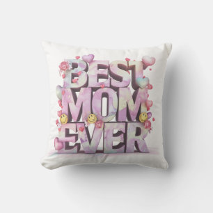 *~ AP72 Mor Day BEST MAMMA Hearts Blommigt 4 Kudde
