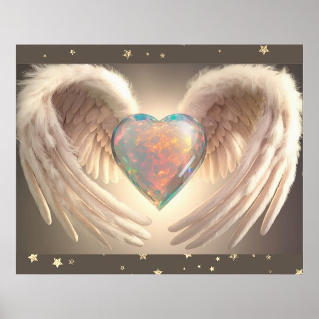 **~* AP78 Heart Angel Vingar Feather Opal Poster (Framsidan)