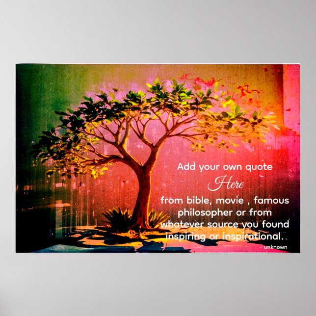 *~* AP81 Artistic Etheral Calming Träd DIY Quote Poster (Framsidan)