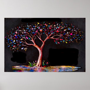 *~* AP81 Modern konstnärlig etheral Neon Träd Poster