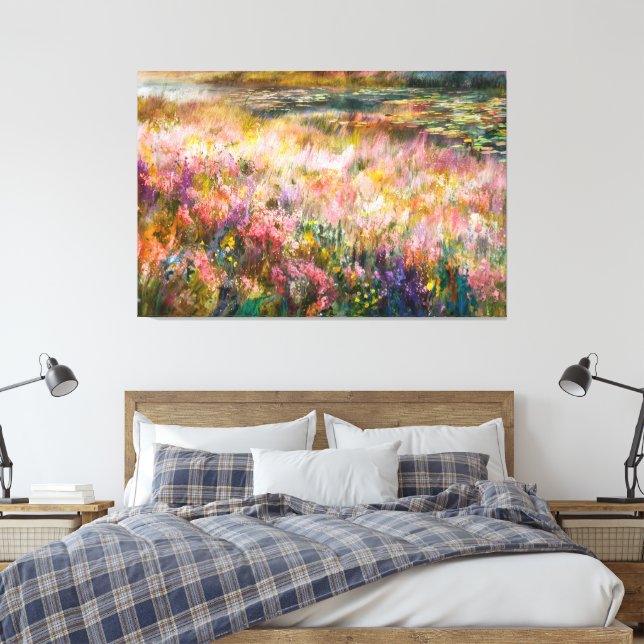 *~* AP84 Etheral Painting Flowers Pond Lily Dynors Canvastryck (Insitu (sovrum))