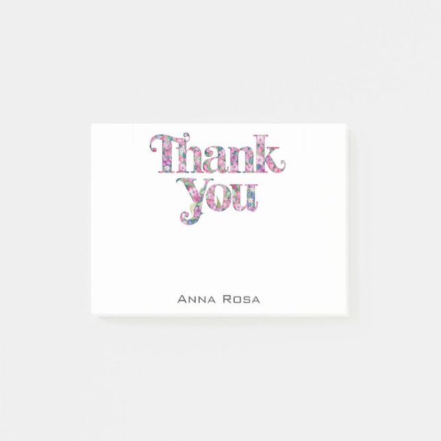 *~* AP85 Blommigt Gratitude Manifest Tack 1 Post-it Block (Framsida)