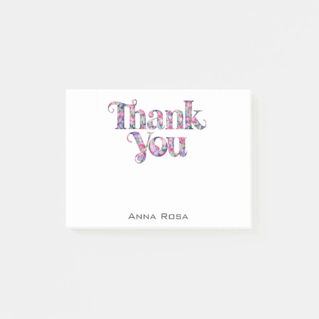 *~* AP85 Blommigt Gratitude Manifest-Tack Post-it Block (Framsida)
