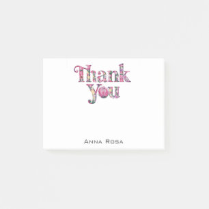 *~* AP85-Blommigt - Tack Gratitude Manifest Post-it Block