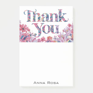*~* AP85 Gratitude Manifestation Flowers Rosa Post-it Block