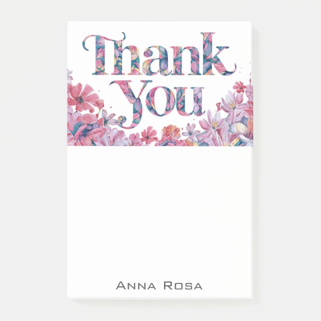 *~* AP85 Gratitude Manifestation Flowers Rosa Post-it Block (Framsida)