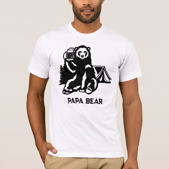 *~* AP86 Beer Toast Camping PAPPA Bear Fars dag T Shirt (Framsida)