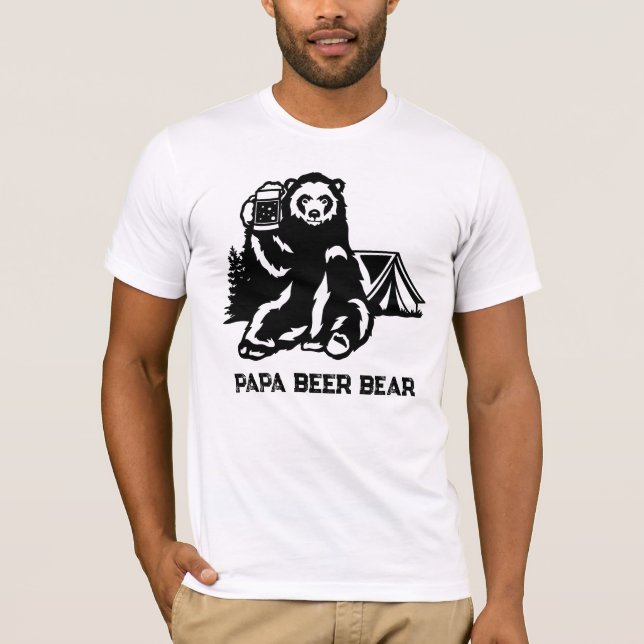 *~* AP86 Camping PAPPA Beer Bear Fars dag T Shirt (Framsida)