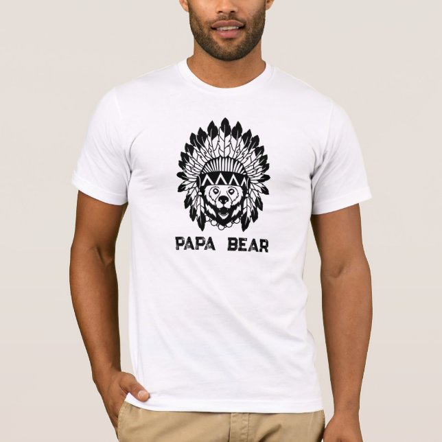 *~* AP86 PAPPA BEAR Native American Fars dag T Shirt (Framsida)