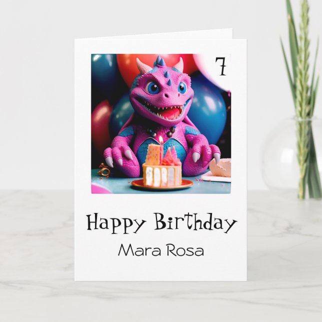 *~* AP88 AGE Baby Dragon Cake Birthday Card Tack Kort (Framsida)