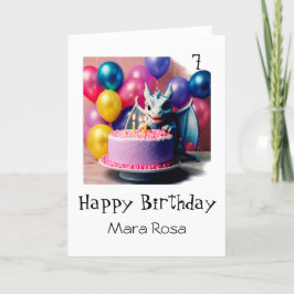 *~* AP88 AGE Baby Tiny Dragon Cake Birthday Card Tack Kort