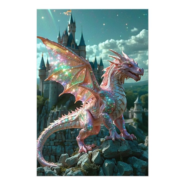 *~* AP88 Castle Fantasy Dragon Wall Art 21 Fototryck (Framsidan)