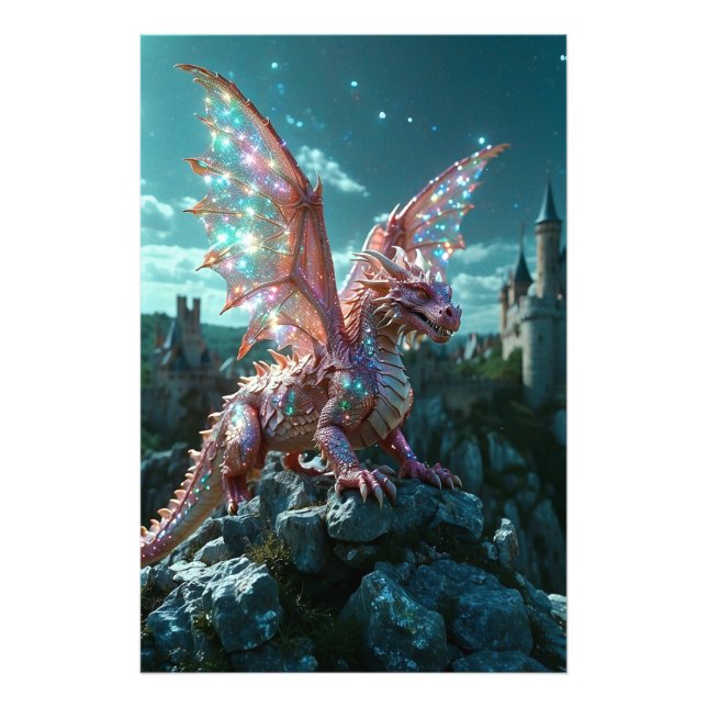 *~* AP88 Castle Fantasy Dragon Wall Artwork 17 Fototryck (Framsidan)