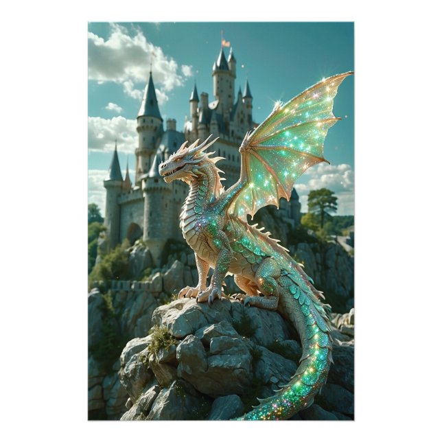 *~* AP88 Castles Fantasy Dragon Wall Art 24 Fototryck (Framsidan)